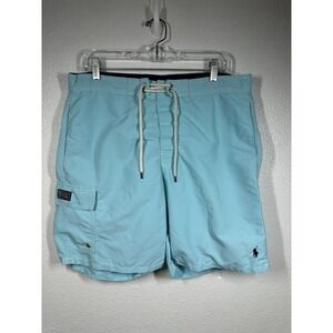 Polo Ralph Lauren Swim Shorts Mens Medium Blue Board Trunks Pony Logo Drawstring